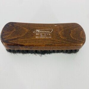 Vintage National No 31 Sterilized Horsehair Brush Dark Wood USA Made Shoe Shine